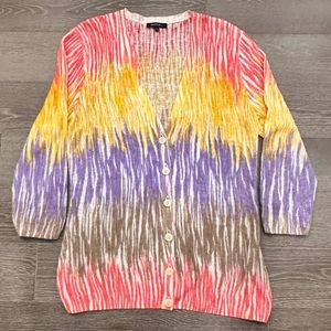 Lafayette 148 Linen Flamestitch Cardigan